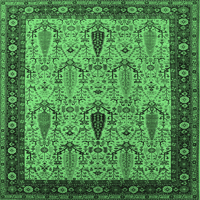 Square Machine Washable Oriental Emerald Green Industrial Area Rugs, wshurb927emgrn