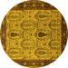 Round Oriental Yellow Industrial Rug, urb927yw