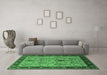 Machine Washable Oriental Emerald Green Industrial Area Rugs in a Living Room,, wshurb927emgrn