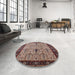 Round Machine Washable Industrial Modern Light French Beige Brown Rug in a Office, wshurb927