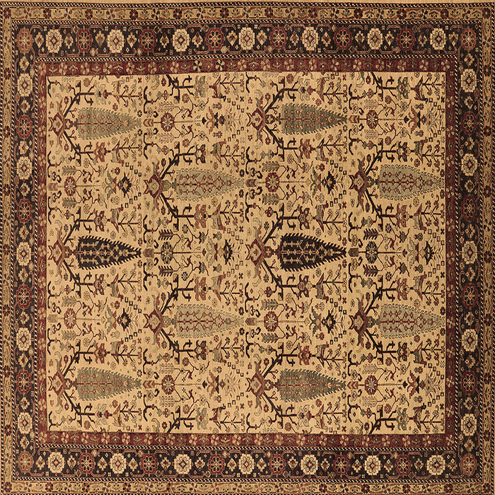 Square Machine Washable Oriental Brown Industrial Rug, wshurb927brn