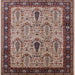 Square Mid-Century Modern Light French Beige Brown Oriental Rug, urb927