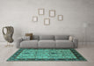 Machine Washable Oriental Turquoise Industrial Area Rugs in a Living Room,, wshurb927turq