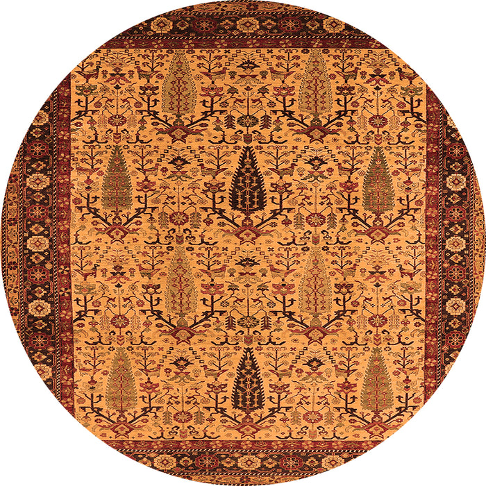 Round Oriental Orange Industrial Rug, urb927org