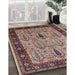 Mid-Century Modern Light French Beige Brown Oriental Rug in Family Room, urb927