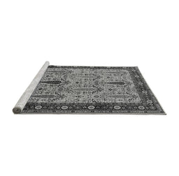 Sideview of Machine Washable Oriental Gray Industrial Rug, wshurb927gry
