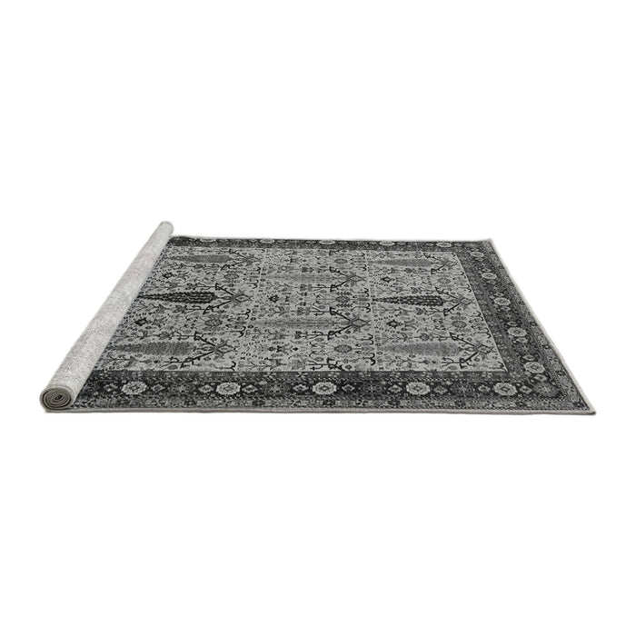 Sideview of Machine Washable Oriental Gray Industrial Rug, wshurb927gry