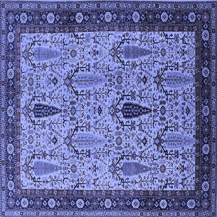 Square Machine Washable Oriental Blue Industrial Rug, wshurb927blu