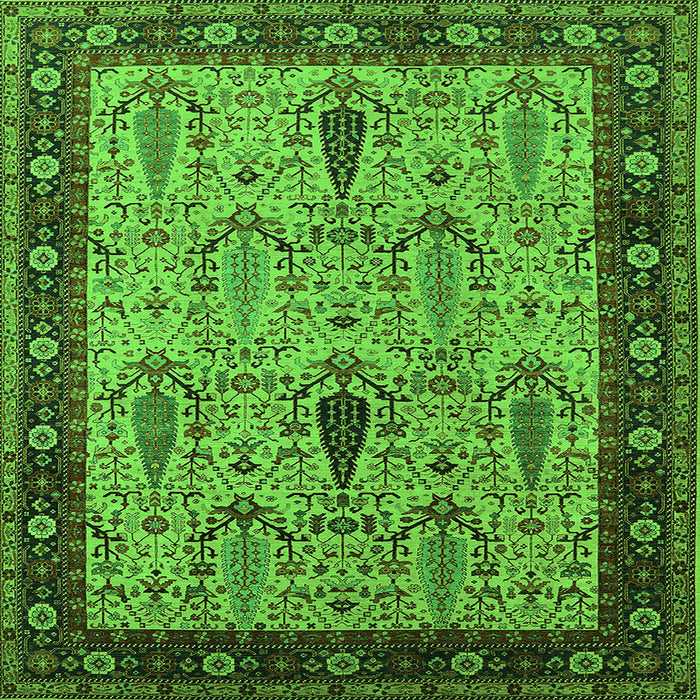 Square Machine Washable Oriental Green Industrial Area Rugs, wshurb927grn