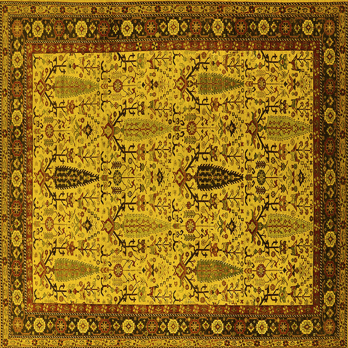 Square Machine Washable Oriental Yellow Industrial Rug, wshurb927yw