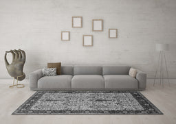 Machine Washable Oriental Gray Industrial Rug in a Living Room,, wshurb927gry