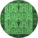 Round Oriental Emerald Green Industrial Rug, urb927emgrn