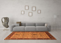 Machine Washable Oriental Orange Industrial Rug, wshurb927org