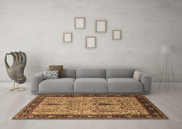Machine Washable Oriental Brown Industrial Rug in a Living Room,, wshurb927brn