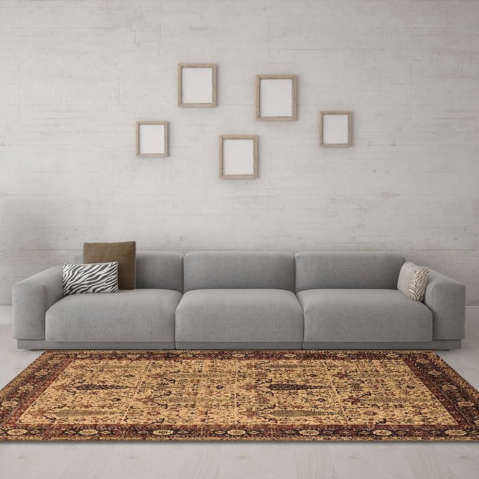 Machine Washable Oriental Brown Industrial Rug in a Living Room,, wshurb927brn