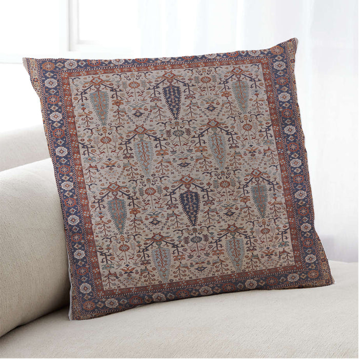 Lifestyle Image of Mid-Century Modern Urban Square Light French Beige Brown Throw Pillow, 18 inch by 18 inch, pwurb927