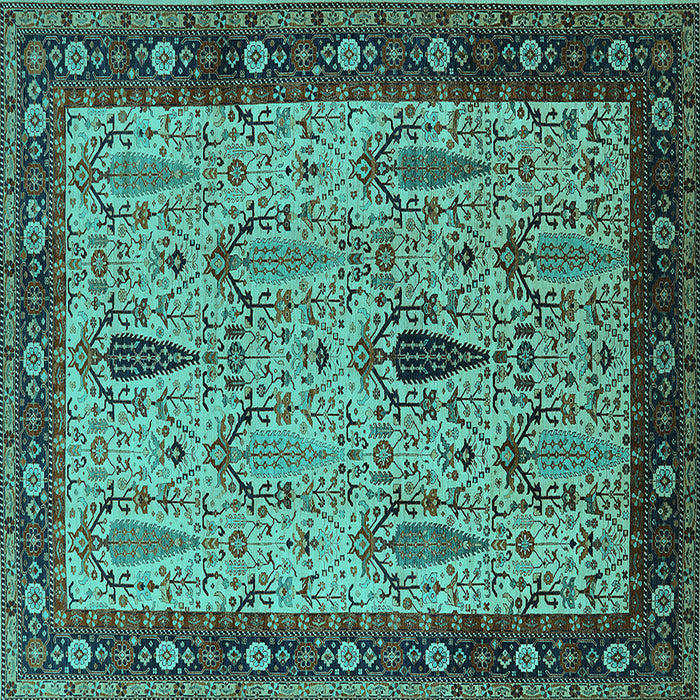 Square Oriental Turquoise Industrial Rug, urb927turq