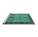 Sideview of Machine Washable Oriental Turquoise Industrial Area Rugs, wshurb927turq