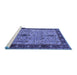 Sideview of Machine Washable Oriental Blue Industrial Rug, wshurb927blu