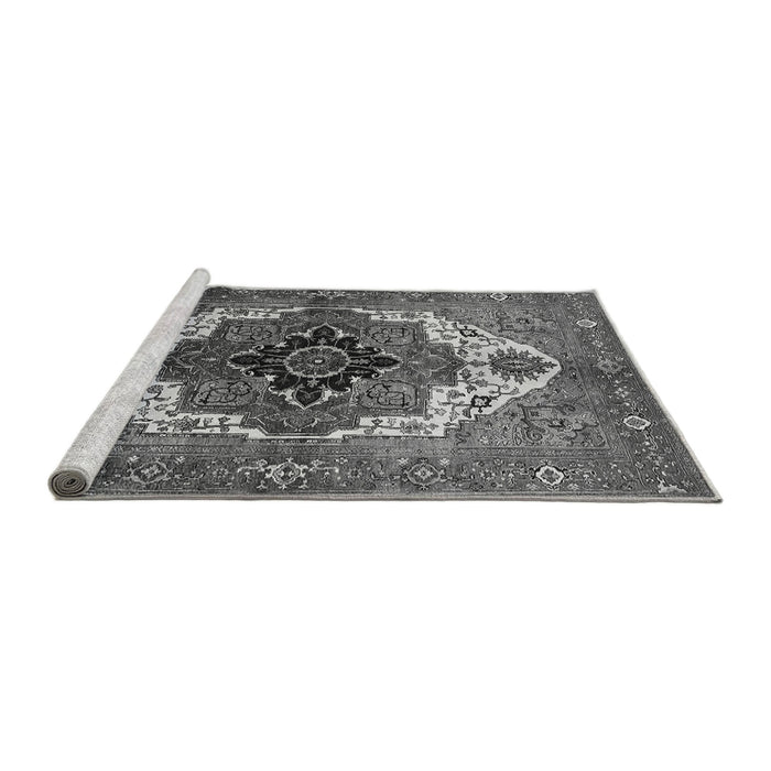 Sideview of Machine Washable Persian Gray Traditional Rug, wshurb928gry