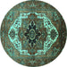 Round Persian Turquoise Traditional Rug, urb928turq