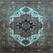 Square Machine Washable Persian Light Blue Traditional Rug, wshurb928lblu