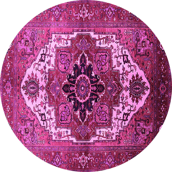 Round Machine Washable Persian Pink Traditional Rug, wshurb928pnk