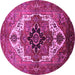 Round Machine Washable Persian Pink Traditional Rug, wshurb928pnk