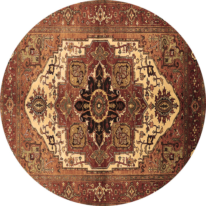 Round Persian Brown Traditional Rug, urb928brn