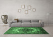 Machine Washable Persian Emerald Green Traditional Area Rugs in a Living Room,, wshurb928emgrn