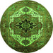 Round Machine Washable Persian Green Traditional Area Rugs, wshurb928grn