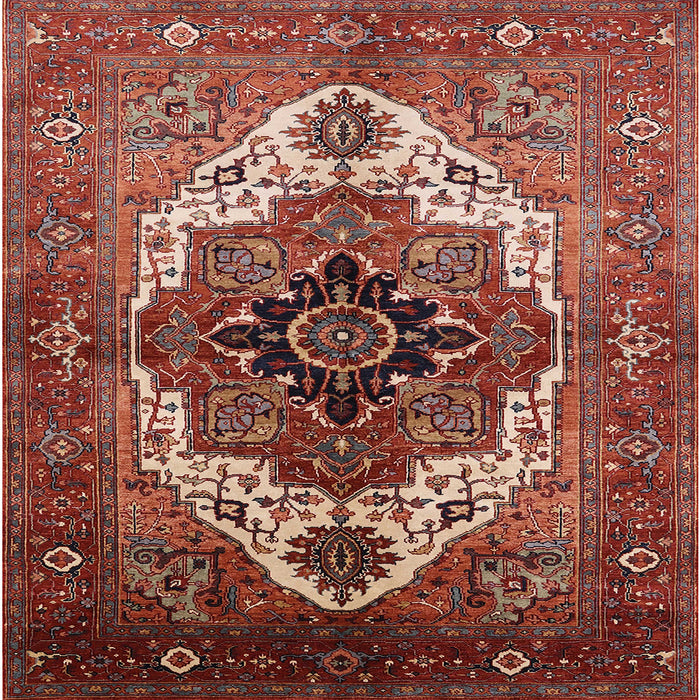 Square Mid-Century Modern Red Persian Rug, urb928