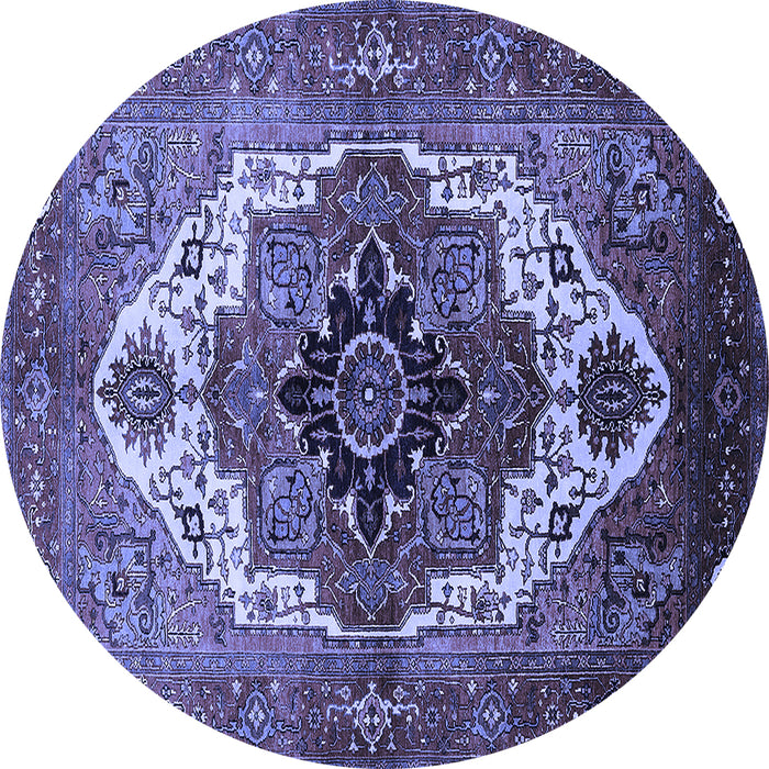 Round Machine Washable Persian Blue Traditional Rug, wshurb928blu