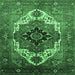 Square Machine Washable Persian Emerald Green Traditional Area Rugs, wshurb928emgrn