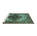 Sideview of Machine Washable Persian Turquoise Traditional Area Rugs, wshurb928turq