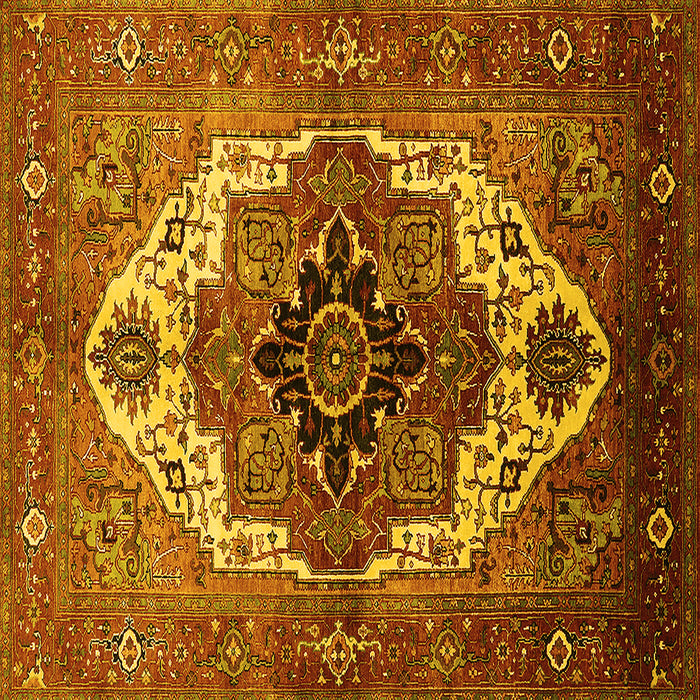 Square Machine Washable Persian Yellow Traditional Rug, wshurb928yw