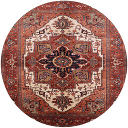 Round Machine Washable Industrial Modern Tomato Red Rug, wshurb928