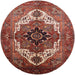 Round Machine Washable Industrial Modern Tomato Red Rug, wshurb928