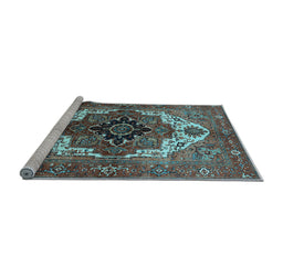 Sideview of Machine Washable Persian Light Blue Traditional Rug, wshurb928lblu