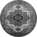 Round Machine Washable Persian Gray Traditional Rug, wshurb928gry