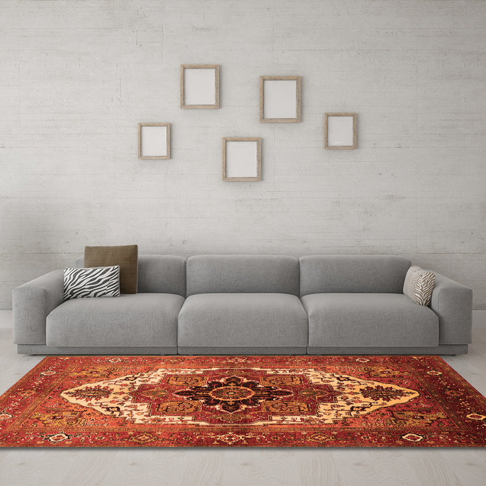 Machine Washable Persian Orange Traditional Area Rugs in a Living Room, wshurb928org