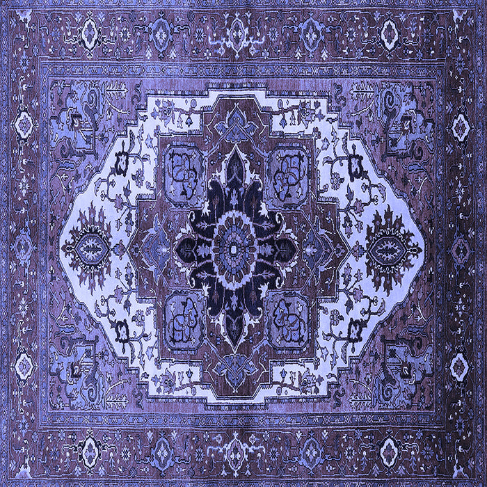 Square Machine Washable Persian Blue Traditional Rug, wshurb928blu
