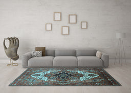 Machine Washable Persian Light Blue Traditional Rug in a Living Room, wshurb928lblu