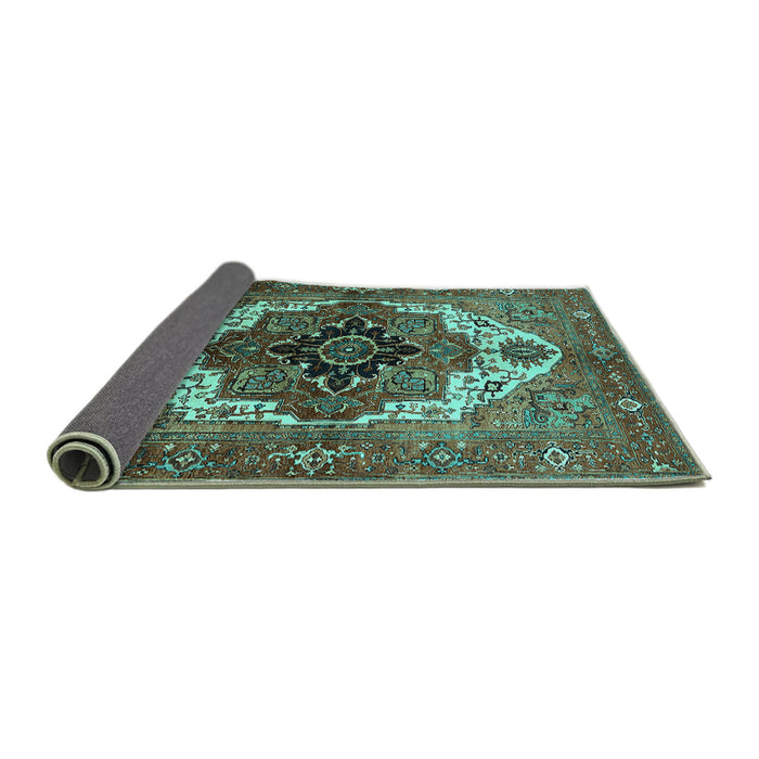 Sideview of Persian Turquoise Traditional Rug, urb928turq