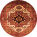 Round Machine Washable Persian Orange Traditional Area Rugs, wshurb928org