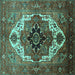 Square Persian Turquoise Traditional Rug, urb928turq
