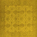 Square Machine Washable Oriental Yellow Traditional Rug, wshurb929yw