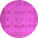 Round Oriental Pink Traditional Rug, urb929pnk