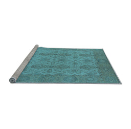 Sideview of Machine Washable Oriental Light Blue Traditional Rug, wshurb929lblu