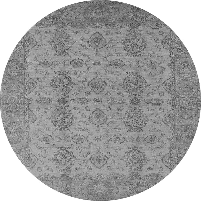 Round Oriental Gray Traditional Rug, urb929gry